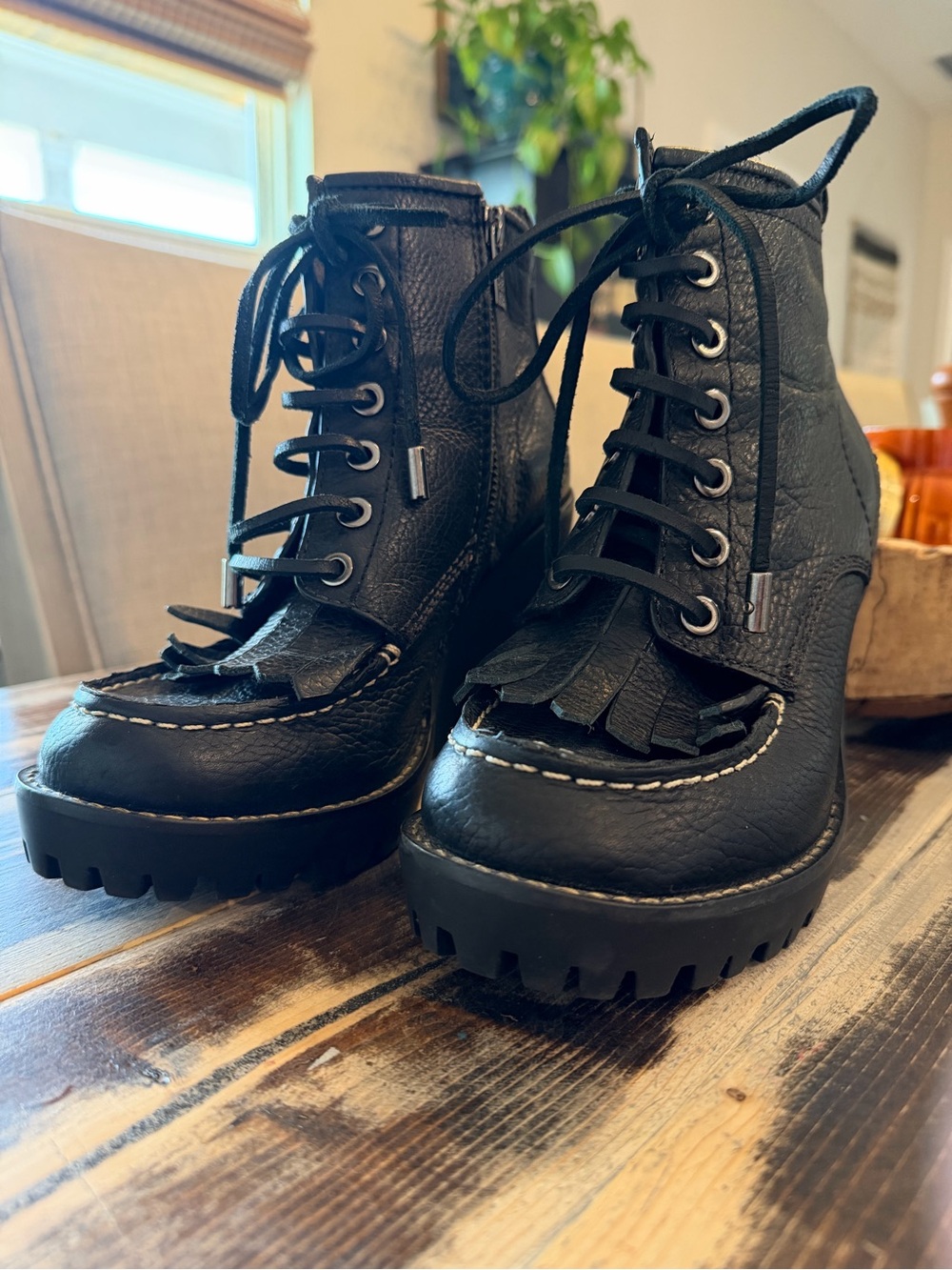 Tory Burch Trigg Boots Kiltie Fringe Wedge